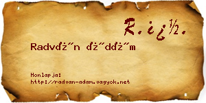 Radván Ádám névjegykártya